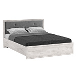 Кровать двойная 32.25-02 "Сохо" универсальная (под ортопед 5Н и подъемный мех.) (ш.1600) (# (бетон пайн белый / профиль: бетон пайн белый патина / ткань: велюр тенерифе грей))