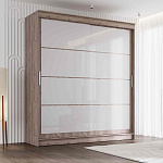 Шкаф-купе 2,0 м "ГРАНД 1" Лакобель Белый/Лакобель Белый (К) (Дуб Горный/Лакобель Белый/Лакобель Белый)