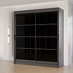 Шкаф-купе 2,0 м "ГРАНД 1" Лакобель Черный/Лакобель Черный (К) (Графит/Лакобель Черный/Лакобель Черный)