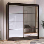 Шкаф-купе 2,0 м "ГРАНД 1" Зеркало/Лакобель Белый (К) (Венге/Зеркало/Лакобель Белый)