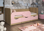 Кровать 3Д "Единорожек" 800х1600 (К) (Корпус ЛДСП дуб крафт золотой/ Фасад МДФ роза софт)