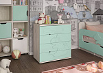 Комод 3Д "Единорожек" (К) (Корпус ЛДСП Дуб Крафт белый / Фасад МДФ Фисташка софт)