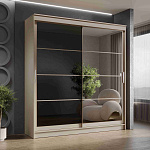 Шкаф-купе 2,0 м "ГРАНД 1" Зеркало/Лакобель Черный (К) (Сатин/Зеркало/Лакобель Черный)