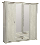 Шкаф для одежды 32.01 Сохо (бетон пайн белый / профиль: бетон пайн белый патина / ДВПО: белый / зеркало)