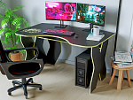 Компьютерный стол КЛ №9.0 (Черный / Желтый)