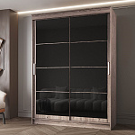 Шкаф-купе 1,6 м "ГРАНД 1" Лакобель Черный/Лакобель Черный (К) (Дуб Горный/Лакобель Черный/Лакобель Черный)