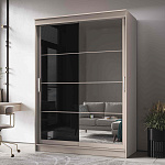 Шкаф-купе 1,6 м "ГРАНД 1" Зеркало/Лакобель Черный (К) (Сатин/Зеркало/Лакобель Черный)