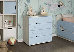Комод 3Д "Мишка на облаке" (К) (Корпус ЛДСП Дуб Крафт белый / Фасад МДФ Ниагара софт)