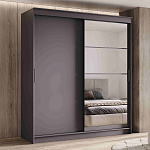 Шкаф-купе 2,0 м "ГРАНД 1" Зеркало/ЛДСП (К) (Графит/Зеркало/ЛДСП)