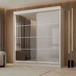 Шкаф-купе 2,0 м "ГРАНД 1" Зеркало/Лакобель Белый (К) (Белый/Зеркало/Лакобель Белый)