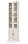 Шкаф комбинированный В-18 М со стеклом ((вудлайн кремовый / ДВПО: белый / Masa Decor аруша венге / профиль: Masa Decor аруша венге))