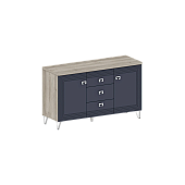 комод в спальню, Лежер КМ-3103 Дуб серый-Холст сапфировый