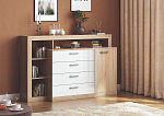 Ангара Комод (2УПК) (Белый глянец/Дуб сонома, Дуб сонома)