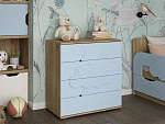 Комод 3Д "Мишка на облаке" (К) (Корпус ЛДСП Дуб Крафт золотой / Фасад МДФ Ниагара софт)